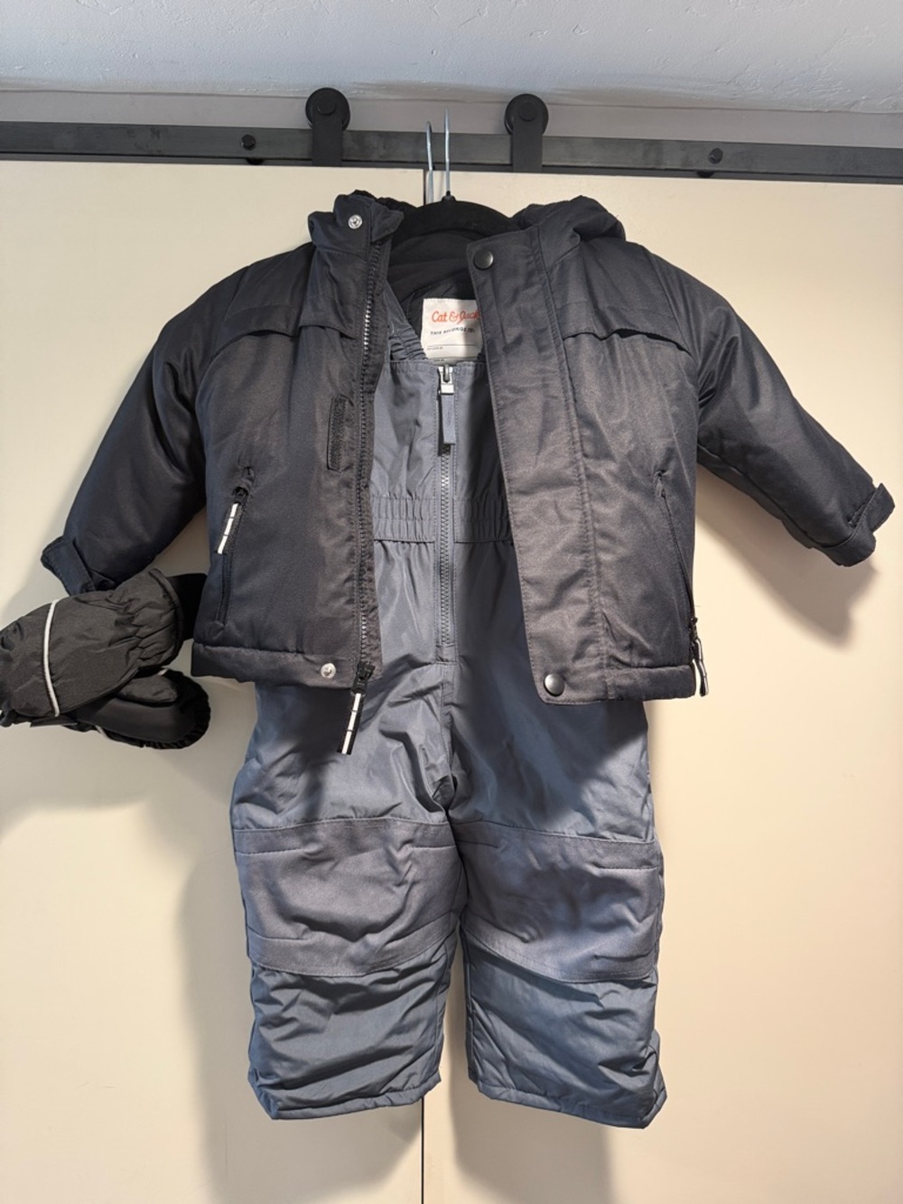 Cat & Jack Black Jacket with Gray Bib Snow Overalls